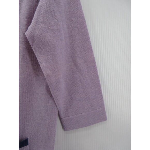Coach Sweater Large Purple Merino Wool Cardigan Silver Buttons - Picture 3 of 10
